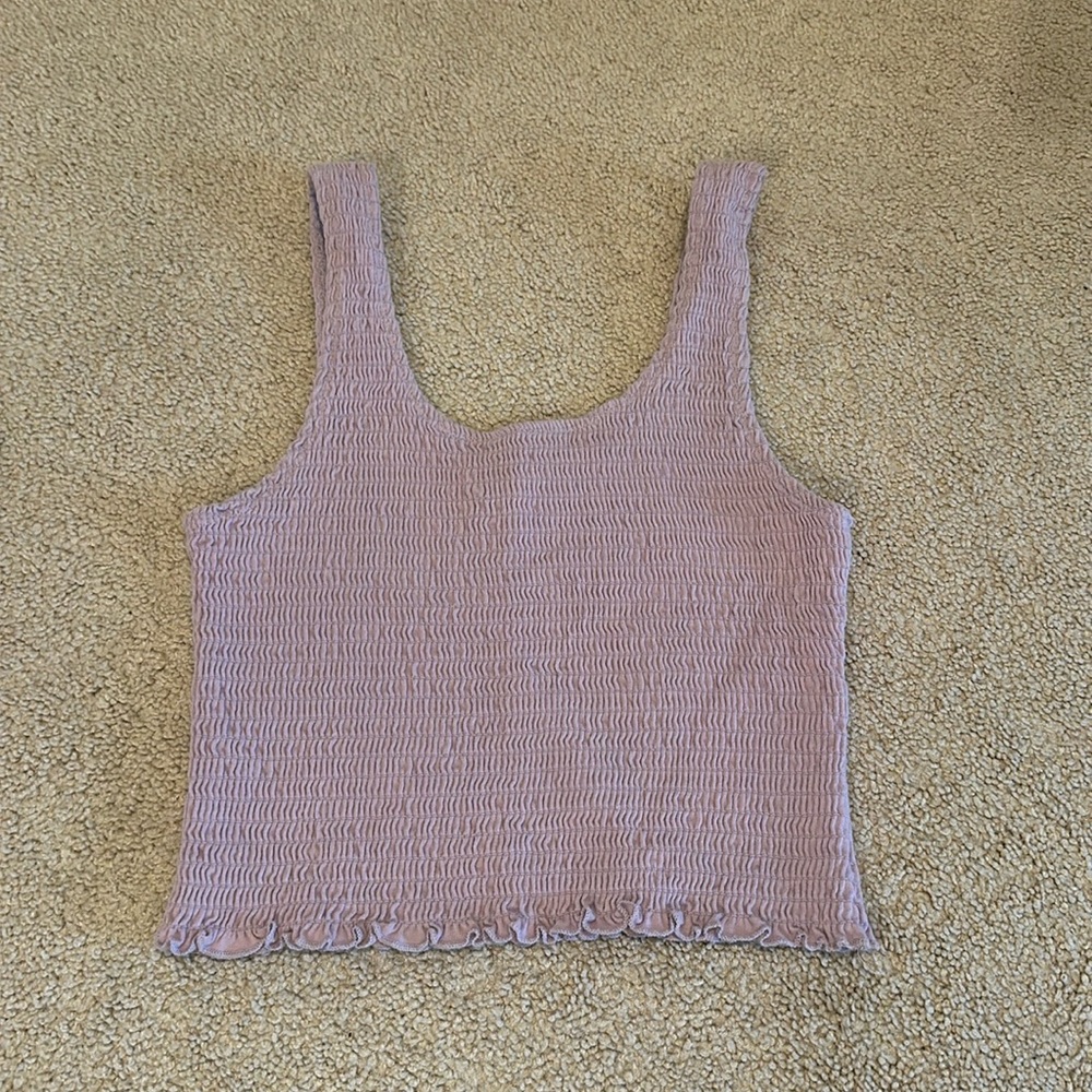 Purple Hollister Ruffle Crop Tank Top, size women’s small